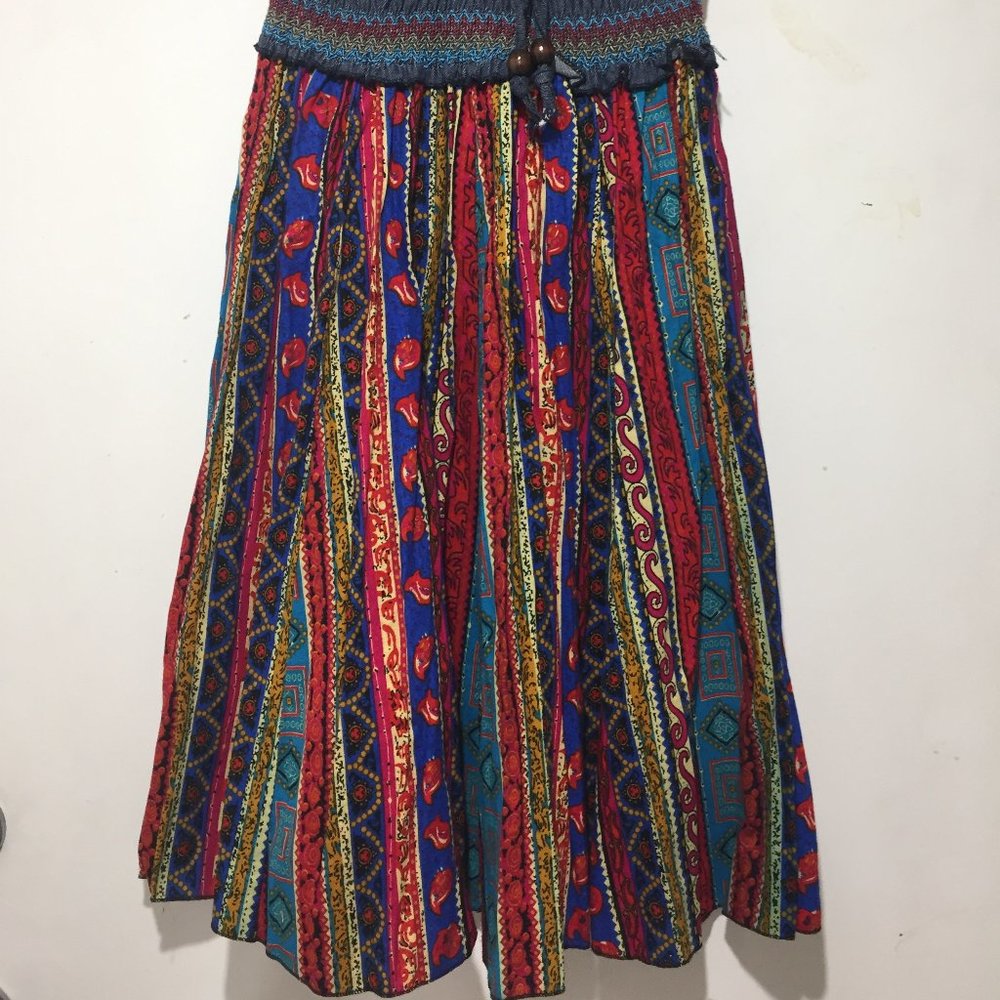 MULTICOLOR SUMMER MINI STRAPLESS DRESSES/MIDI SKIRTS SIZE S